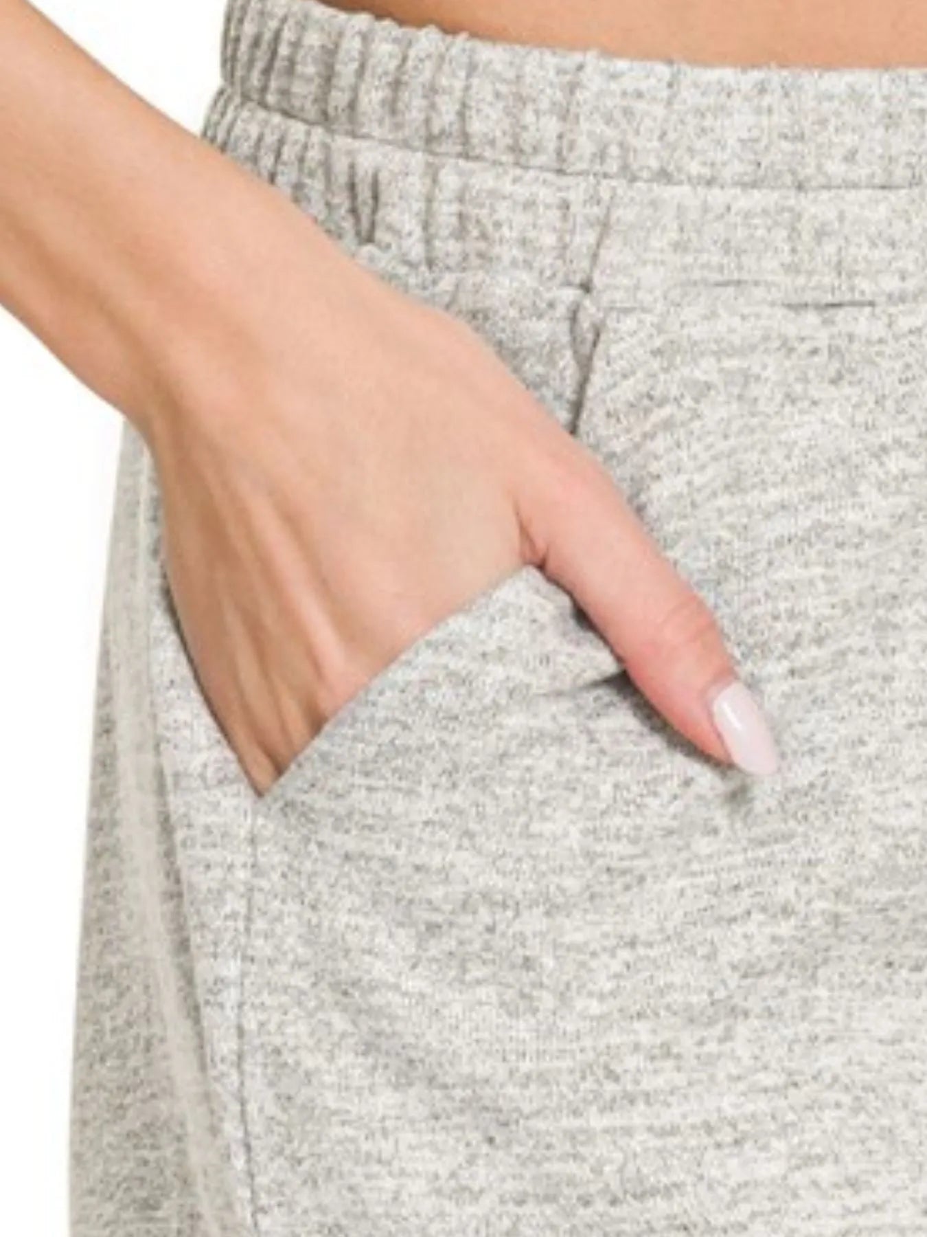 Soft Melange Hacci Shorts – Cozy Elastic Waistband & Stylish Comfort