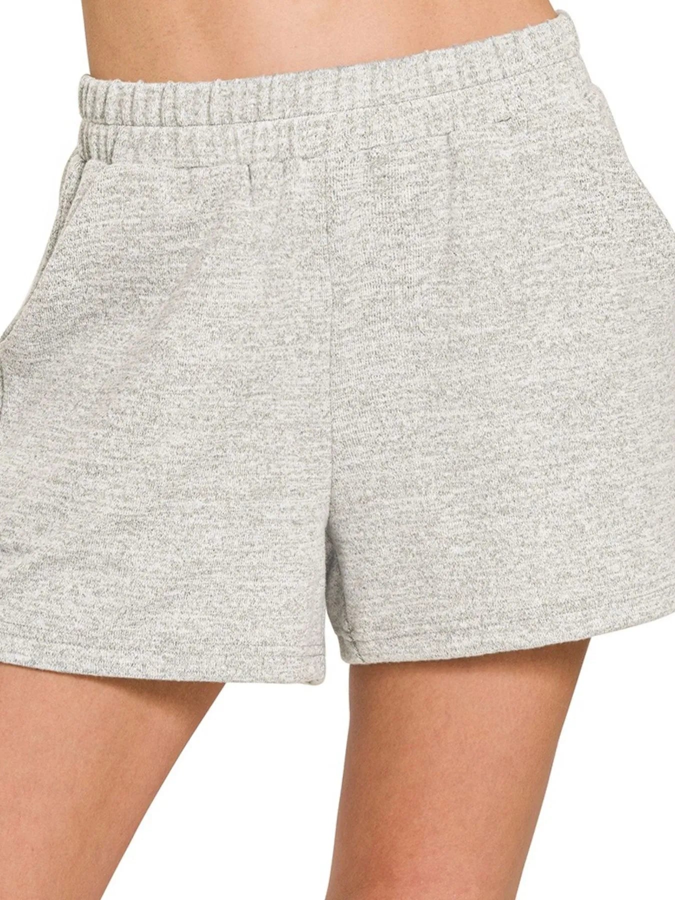 Soft Melange Hacci Shorts – Cozy Elastic Waistband & Stylish Comfort