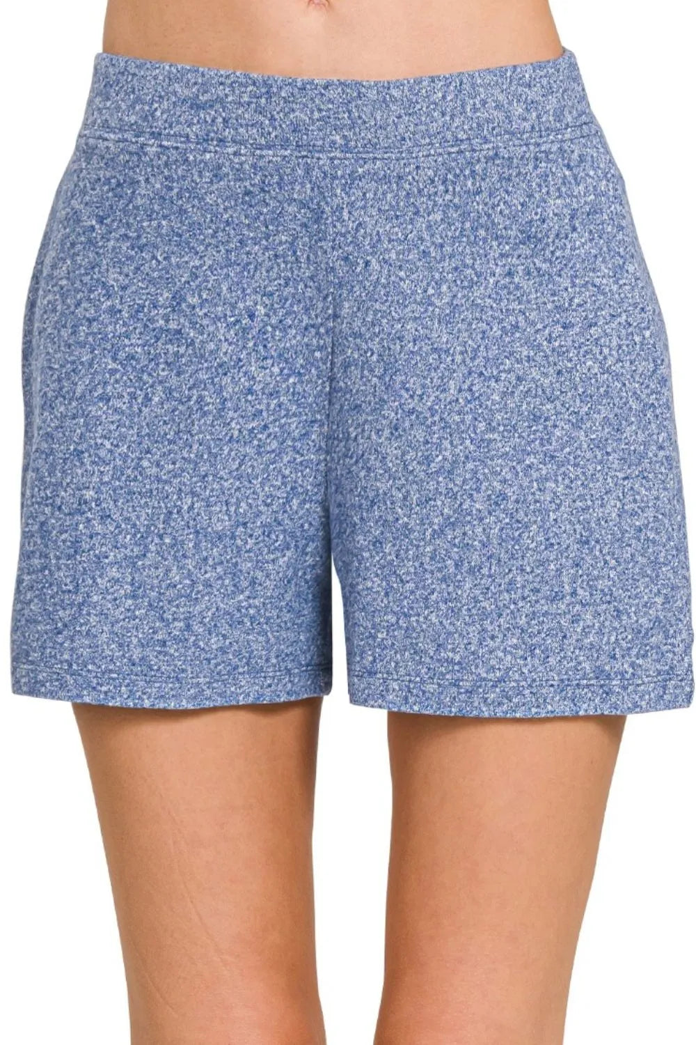 Soft Melange Hacci Shorts – Elastic Waist, Cozy & Effortless Style