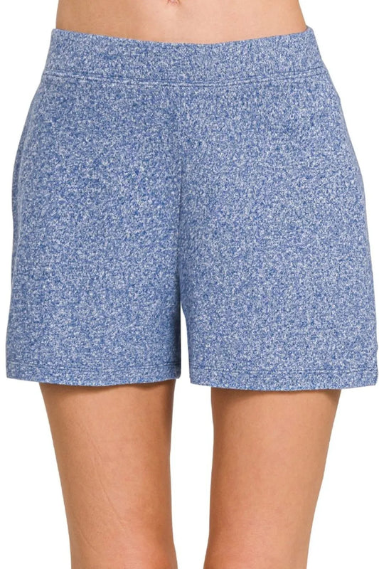Soft Melange Hacci Shorts – Elastic Waist, Cozy & Effortless Style