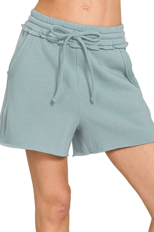 Blue Grey Cotton Blend Shorts – Comfy, Stylish & Everyday Ready